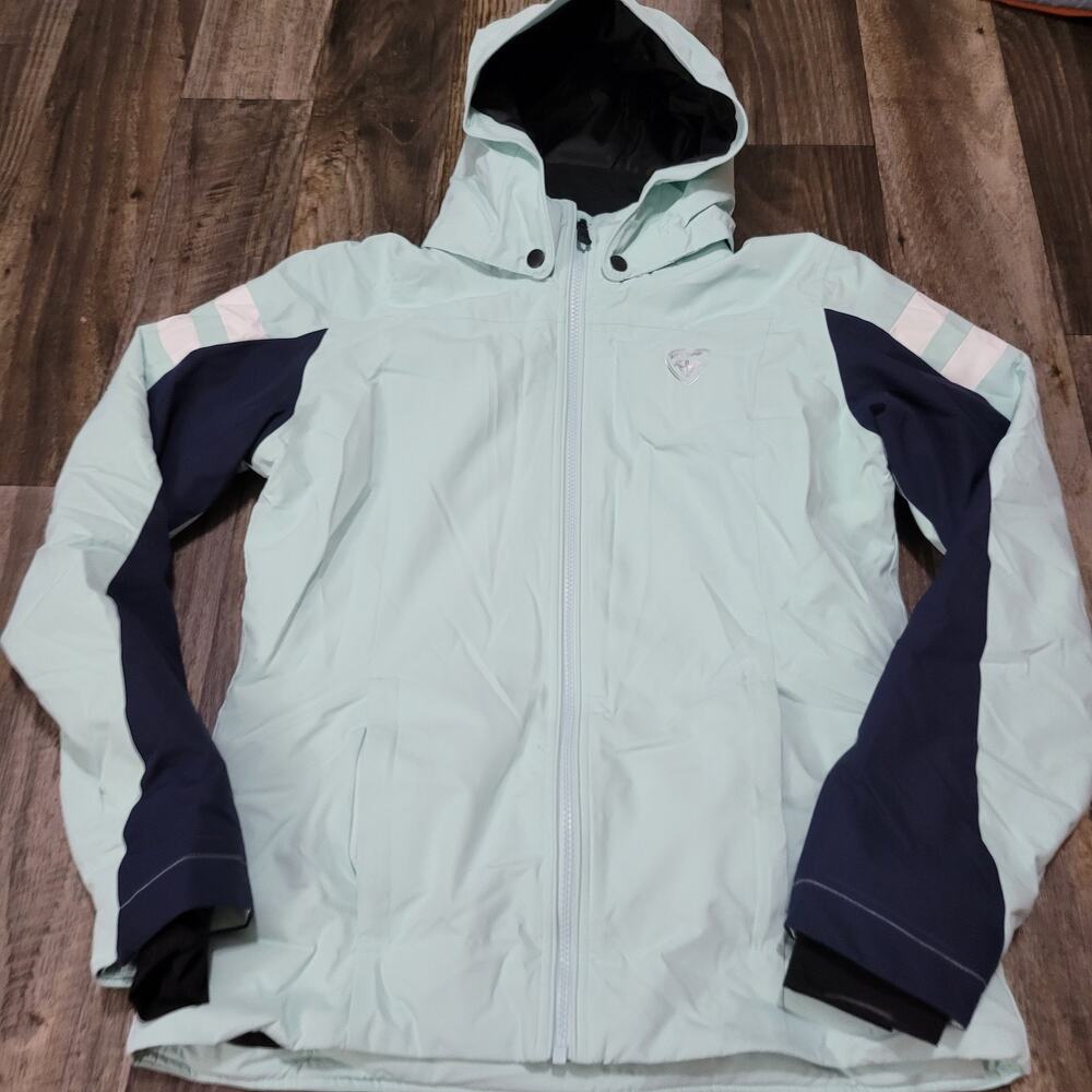 Rossignol Womens Light Blue Ski Jacket Removable Hood Size 16